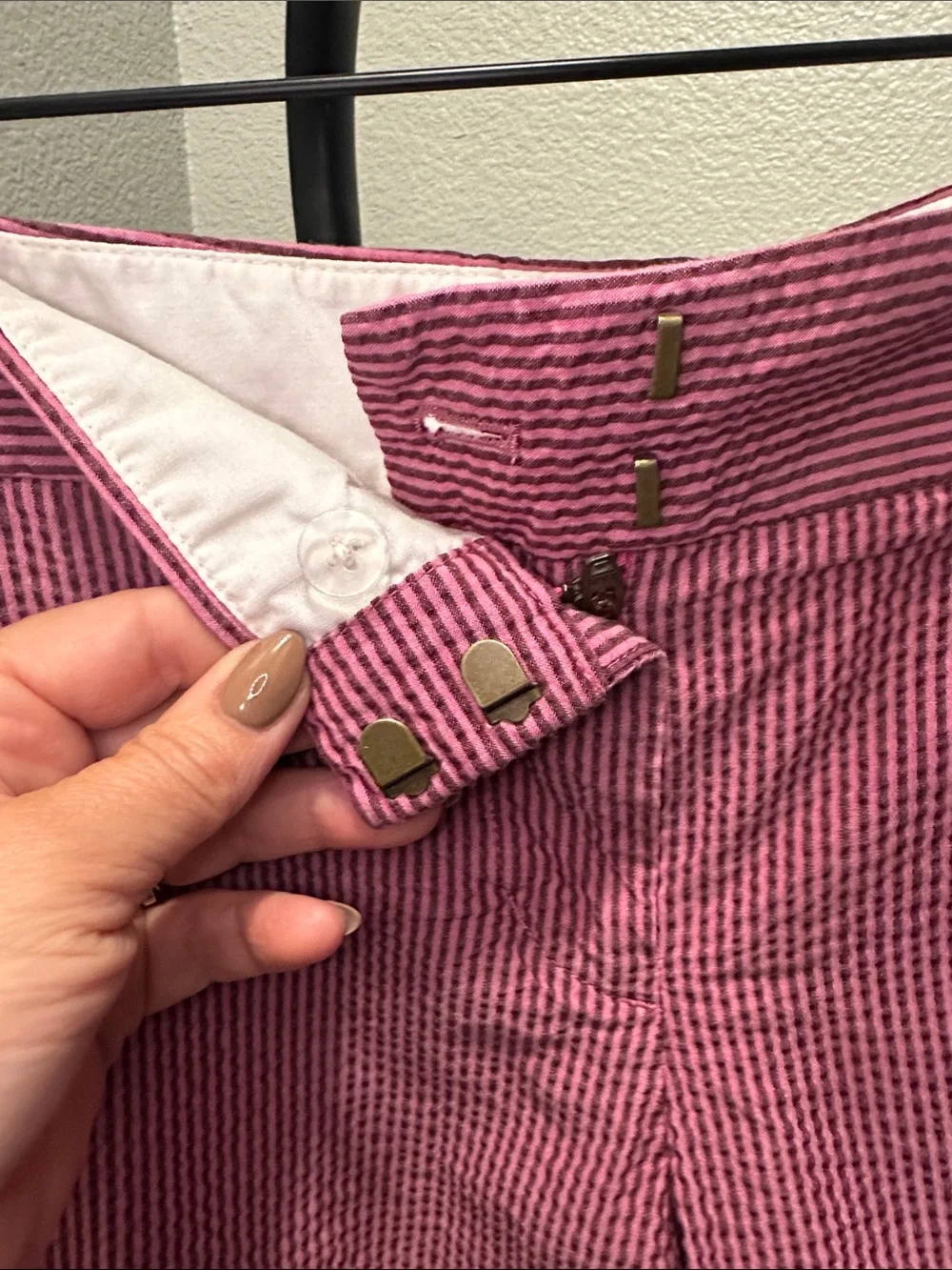J.Crew Pink Striped Seersucker Shorts Size 8 Preppy
